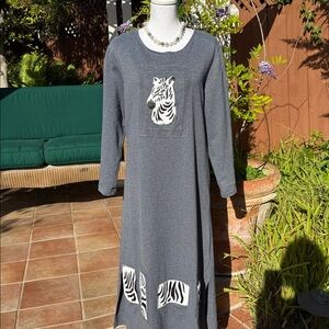Grey Lounge Dress with Painted Zebra Patches